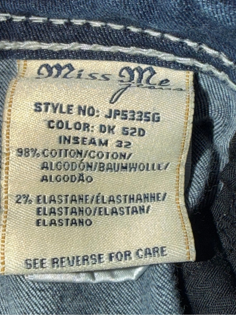 Miss Me Size 30 Dark Wash Rhinestone Embellished Straight Jeans Y2K O68 - Picture 4 of 11